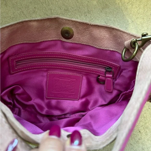 Coach special edition 2004 poppy for peace pink floral suede bag rare! - Picture 3 of 7